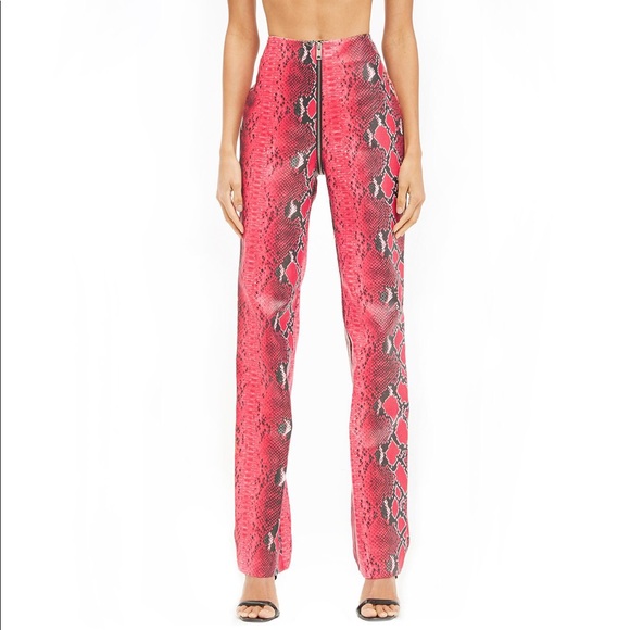 New I Am Gia Anet Red Snakeskin Pants 